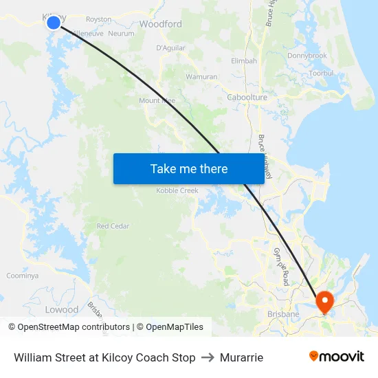 William Street at Kilcoy Coach Stop to Murarrie map