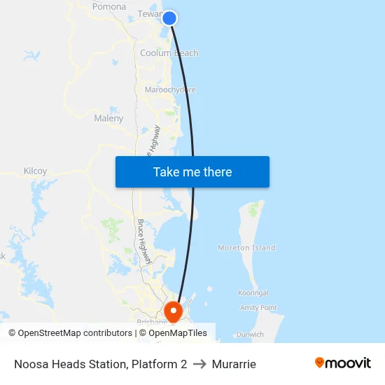 Noosa Heads Station, Platform 2 to Murarrie map