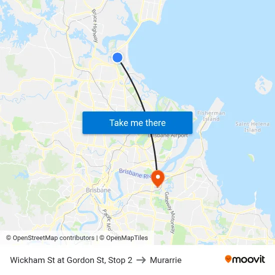Wickham St at Gordon St, Stop 2 to Murarrie map