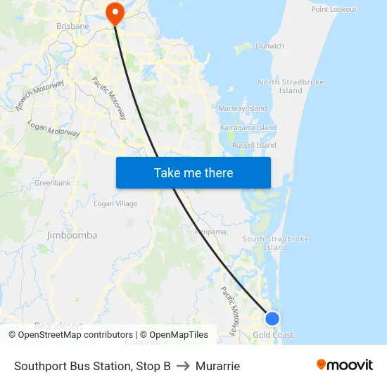 Southport Bus Station, Stop B to Murarrie map