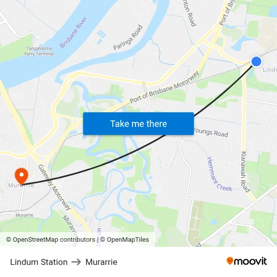 Lindum Station to Murarrie map