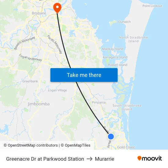 Greenacre Dr at Parkwood Station to Murarrie map