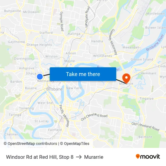 Windsor Rd at Red Hill, Stop 8 to Murarrie map