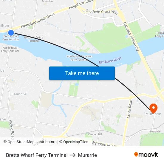 Bretts Wharf Ferry Terminal to Murarrie map