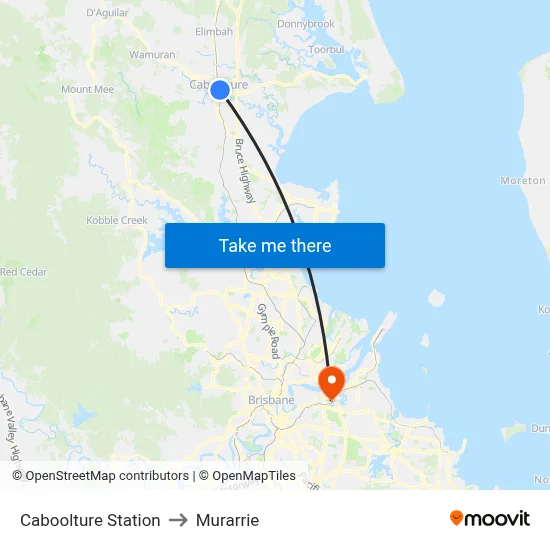 Caboolture Station to Murarrie map