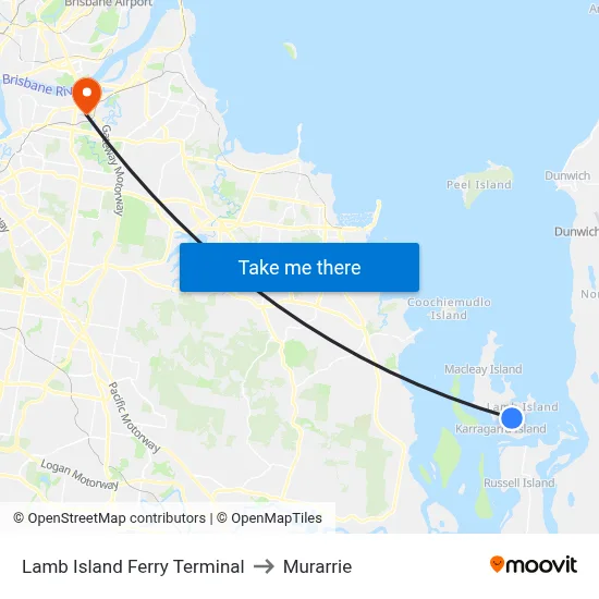 Lamb Island Ferry Terminal to Murarrie map