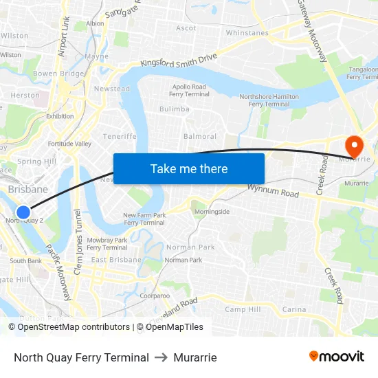 North Quay Ferry Terminal to Murarrie map