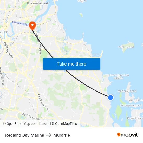 Redland Bay Marina to Murarrie map