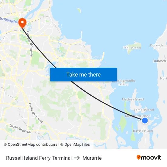 Russell Island Ferry Terminal to Murarrie map