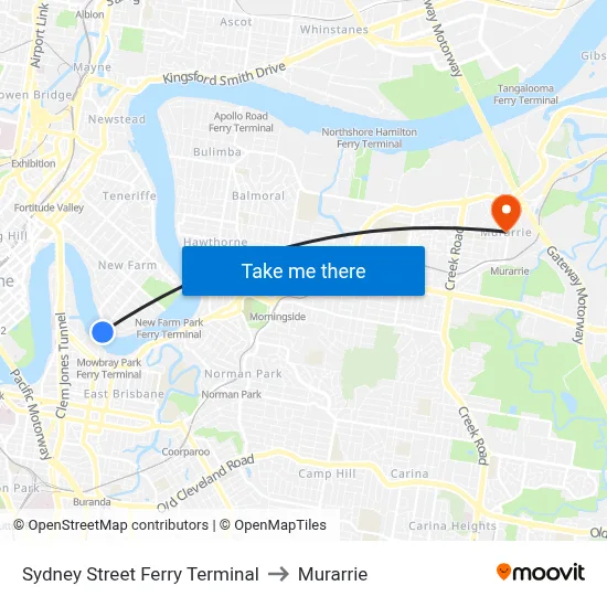 Sydney Street Ferry Terminal to Murarrie map