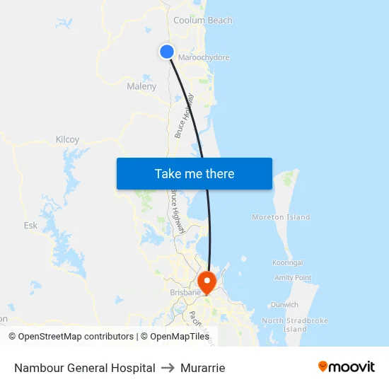 Nambour General Hospital to Murarrie map