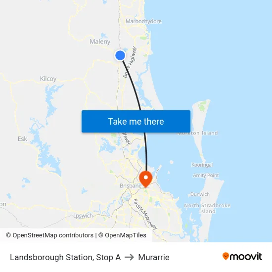 Landsborough Station, Stop A to Murarrie map