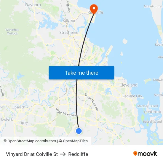 Vinyard Dr at Colville St to Redcliffe map