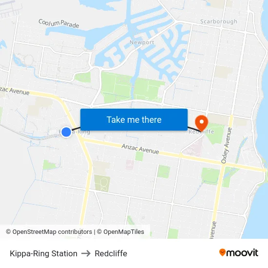 Kippa-Ring Station to Redcliffe map