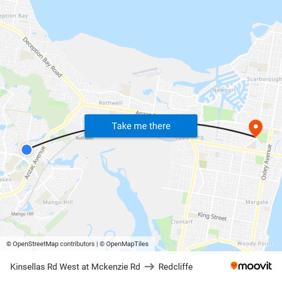 Kinsellas Rd West at Mckenzie Rd to Redcliffe map