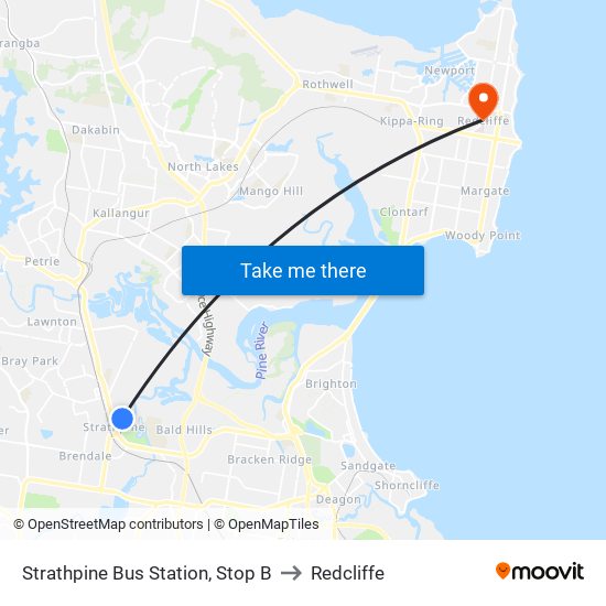 Strathpine Bus Station, Stop B to Redcliffe map