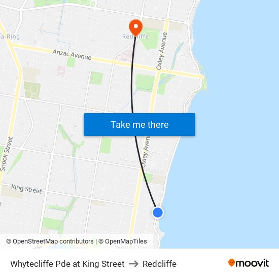 Whytecliffe Pde at King Street to Redcliffe map