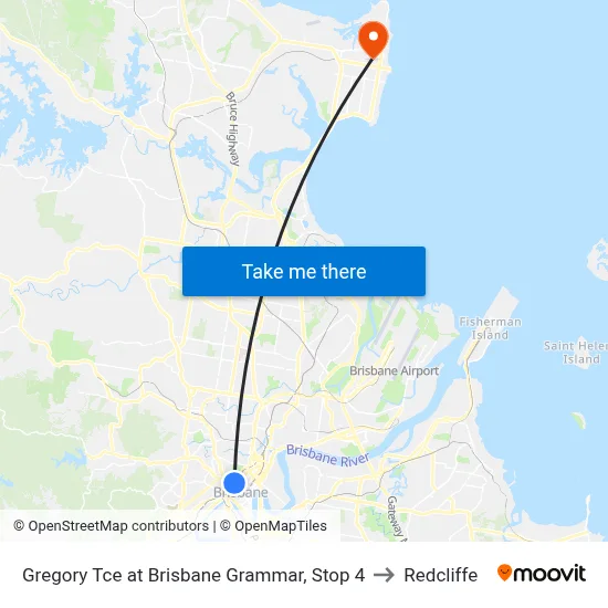 Gregory Tce at Brisbane Grammar, Stop 4 to Redcliffe map