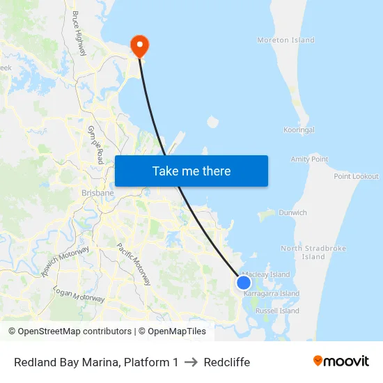 Redland Bay Marina, Platform 1 to Redcliffe map
