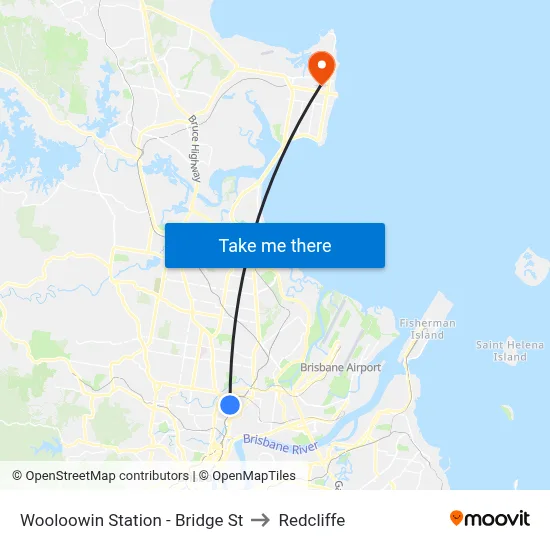 Wooloowin Station - Bridge St to Redcliffe map