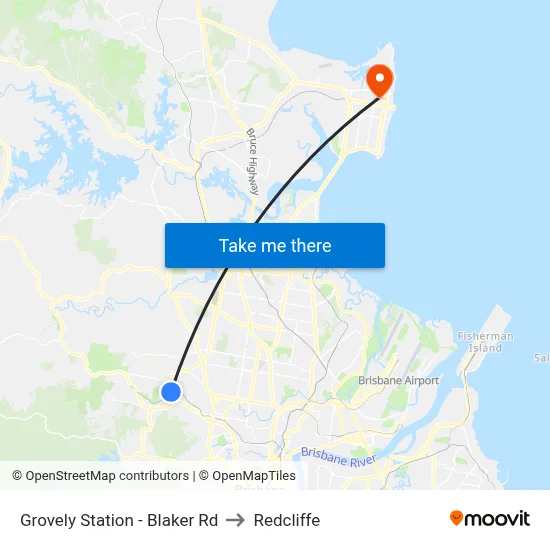 Grovely Station - Blaker Rd to Redcliffe map