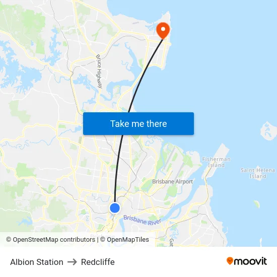 Albion Station to Redcliffe map