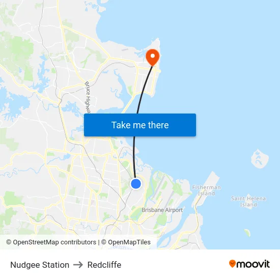 Nudgee Station to Redcliffe map
