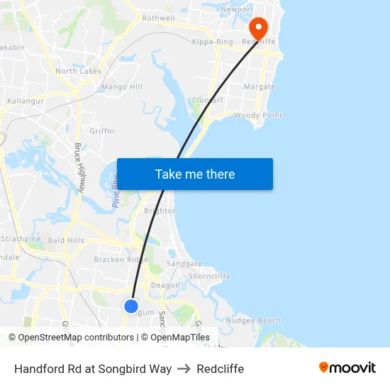 Handford Rd at Songbird Way to Redcliffe map