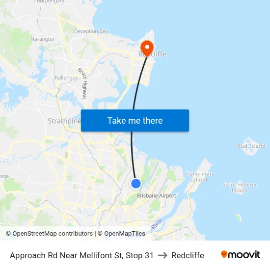 Approach Rd Near Mellifont St, Stop 31 to Redcliffe map