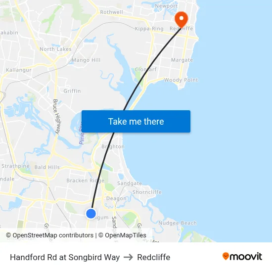 Handford Rd at Songbird Way to Redcliffe map