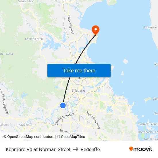Kenmore Rd at Norman Street to Redcliffe map