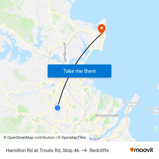 Hamilton Rd at Trouts Rd, Stop 46 to Redcliffe map