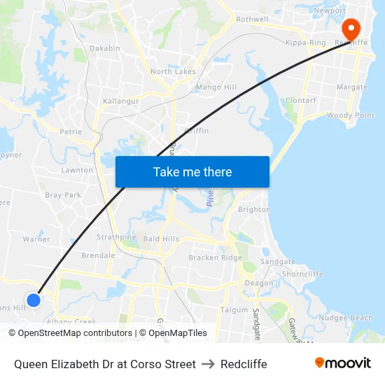 Queen Elizabeth Dr at Corso Street to Redcliffe map