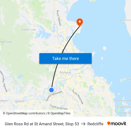 Glen Ross Rd at St Amand Street, Stop 53 to Redcliffe map