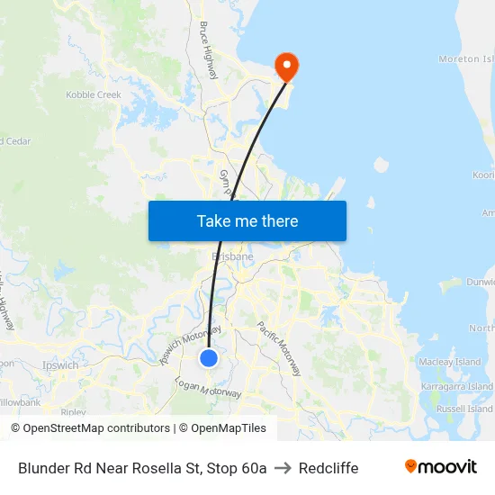 Blunder Rd Near Rosella St, Stop 60a to Redcliffe map