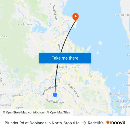 Blunder Rd at Doolandella North, Stop 61a to Redcliffe map
