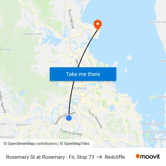 Rosemary St at Rosemary - Fir, Stop 73 to Redcliffe map
