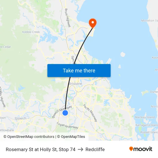 Rosemary St at Holly St, Stop 74 to Redcliffe map