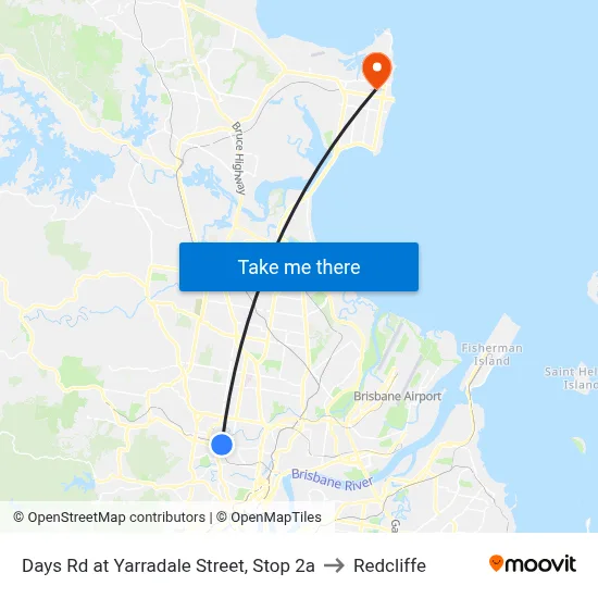 Days Rd at Yarradale Street, Stop 2a to Redcliffe map