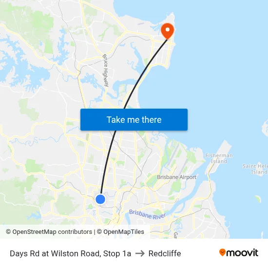 Days Rd at Wilston Road, Stop 1a to Redcliffe map