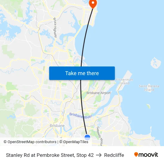 Stanley Rd at Pembroke Street, Stop 42 to Redcliffe map