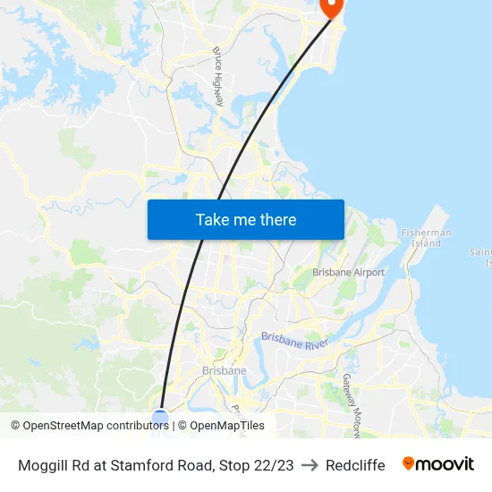 Moggill Rd at Stamford Road, Stop 22/23 to Redcliffe map