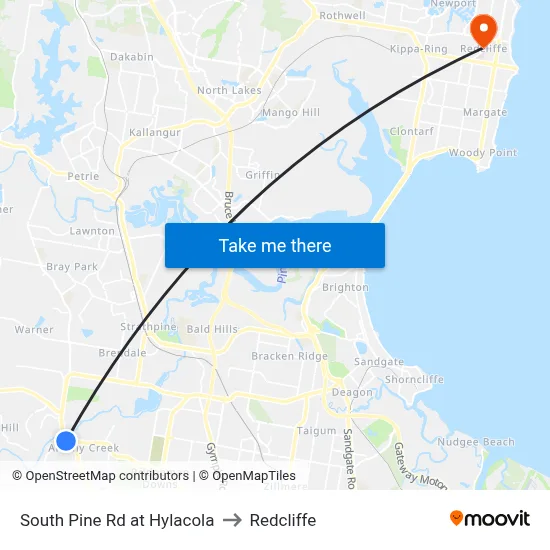 South Pine Rd at Hylacola to Redcliffe map
