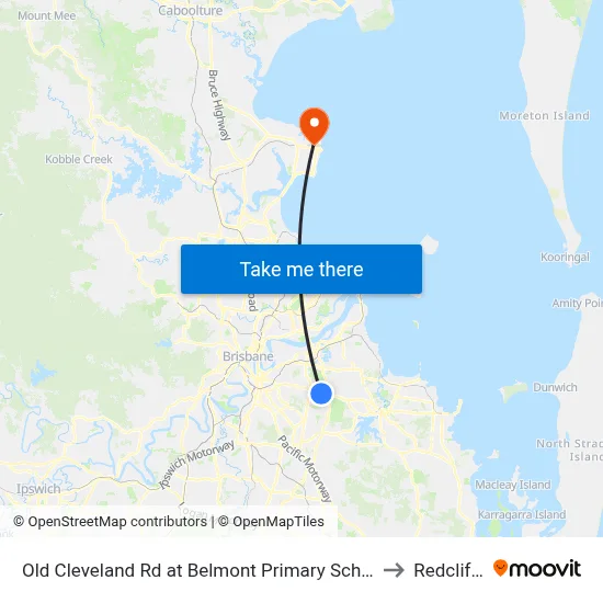 Old Cleveland Rd at Belmont Primary School to Redcliffe map