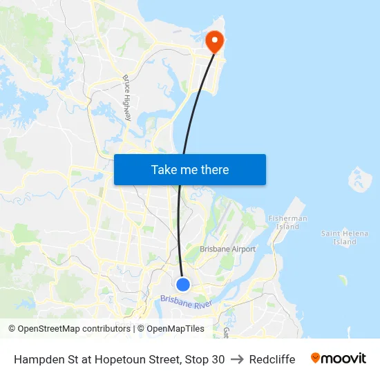 Hampden St at Hopetoun Street, Stop 30 to Redcliffe map
