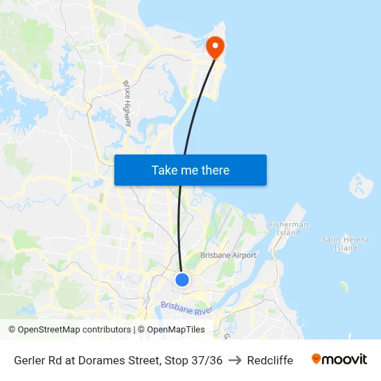 Gerler Rd at Dorames Street, Stop 37/36 to Redcliffe map