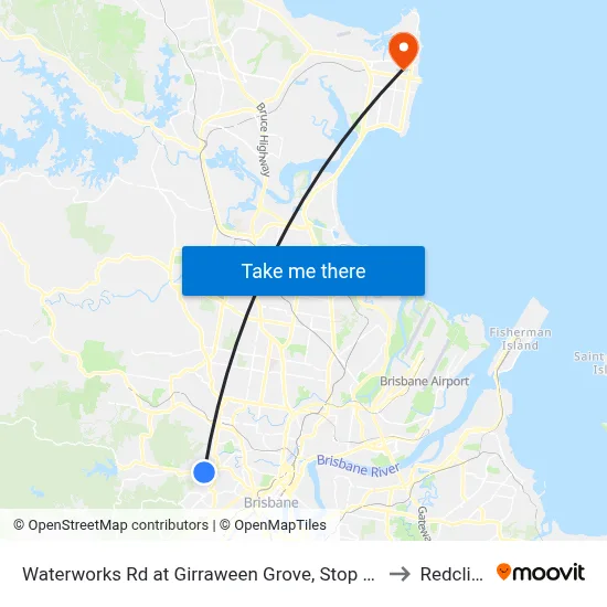 Waterworks Rd at Girraween Grove, Stop 21/22 to Redcliffe map