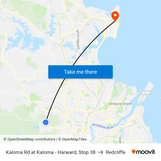 Kaloma Rd at Kaloma - Harward, Stop 38 to Redcliffe map
