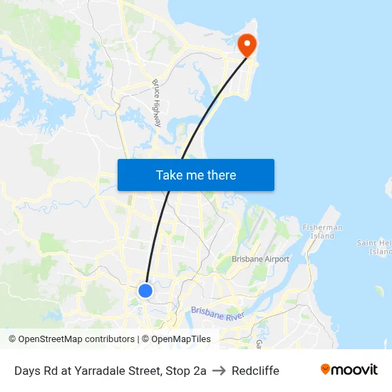 Days Rd at Yarradale Street, Stop 2a to Redcliffe map
