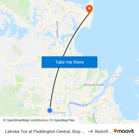 Latrobe Tce at Paddington Central, Stop 10 to Redcliffe map